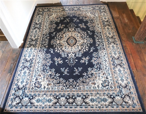 Premium Blue Machine Made Rug - Measures 5'2 by 7'4 