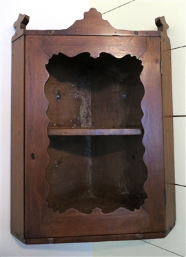 Nice Small Walnut Hanging Corner Cupboard - Measures 20 1/2 Tall 15 by 9