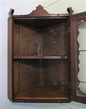 Nice Small Walnut Hanging Corner Cupboard - Measures 20 1/2 Tall 15 by 9