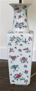 Pair of Asian Style Lamps with Dragonflies and Praying Mantis Insects - Lamps Measure 21 Tall 