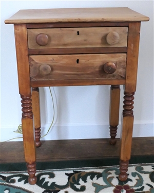 2 Drawer Stand with Dovetailed Drawers - Turned Legs - Measures 29 1/2 Tall 21 by 16
