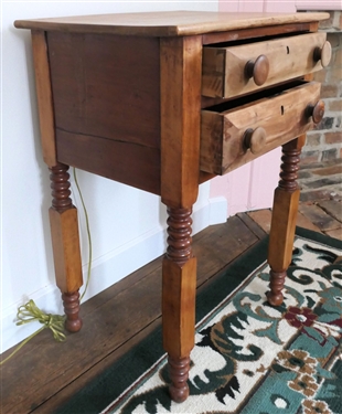 2 Drawer Stand with Dovetailed Drawers - Turned Legs - Measures 29 1/2 Tall 21 by 16