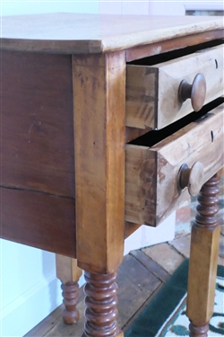 2 Drawer Stand with Dovetailed Drawers - Turned Legs - Measures 29 1/2 Tall 21 by 16