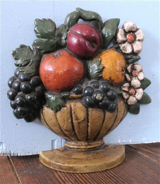 Cast Iron Basket of Fruit Doorstop - Measures 7 Tal 