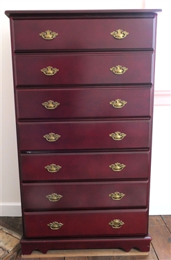 Mahogany Finish 7 Drawer Chest - Measures 52 Tall 30 by 12