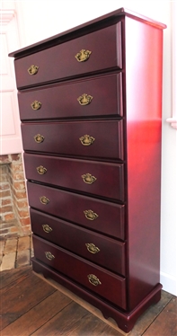 Mahogany Finish 7 Drawer Chest - Measures 52 Tall 30 by 12