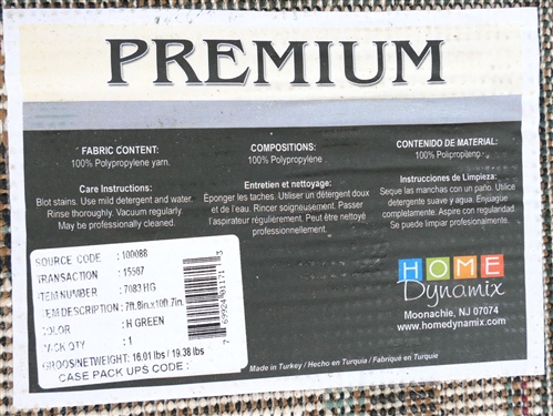 Premium Hunter Green and Cream Machine Made Rug - Measures 7'8 by 10' 7 - Some Wear 