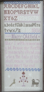Hand Stitched Needlework Copy of 1806  Sampler - Very Intricate Stitches - Measures 11 3/4 by 6 1/2