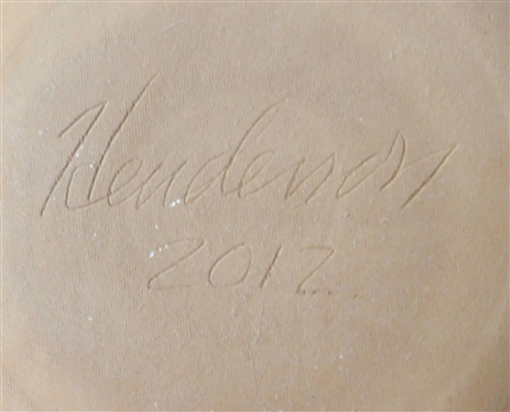 Henderson 2012 Slip Decorated Redware Pottery Plate with Squiggle Design - Measures 10 Across