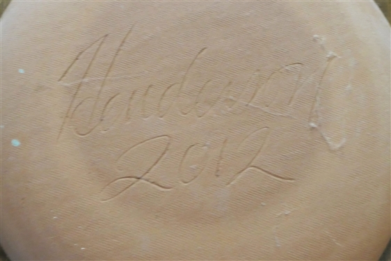 Henderson 2012 Slip Decorated Redware Pottery Plate with Animal Design - Measures 10 1/2 Across