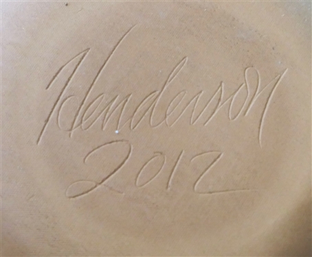 Henderson 2012 Slip Decorated Redware Pottery Plate - Measures 10 Across