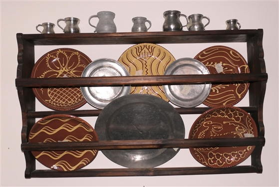 Pine Plate Rack - Measures 35 by 21 (NO CONTENTS)
