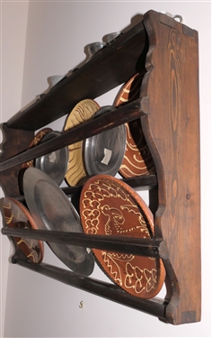 Pine Plate Rack - Measures 35 by 21 (NO CONTENTS)