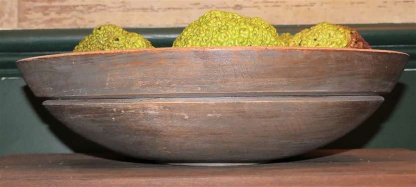 Wood Dough Bowl with Osage Oranges - Measures 13 Across