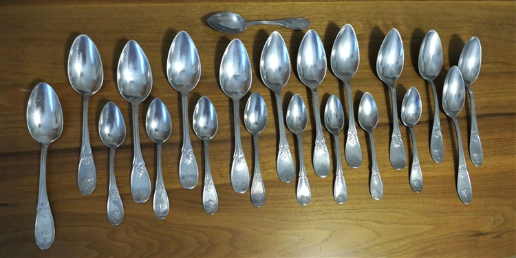 21 Pewter Spoons - 12 -8 and 9 - 6 