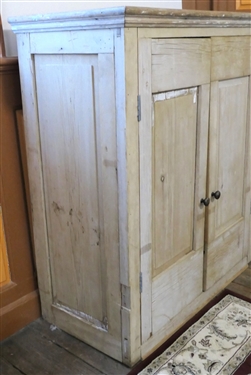 Small Pegged and Mortised Cupboard - Remnants of Paint -2 Shelves Inside - Measures 40 1/2 tall 35 by 17