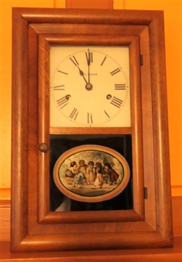 Seth Thomas 30 Hour Spring Clock with Scene on Door - Measures 16 Tall 10 1/2 by 4