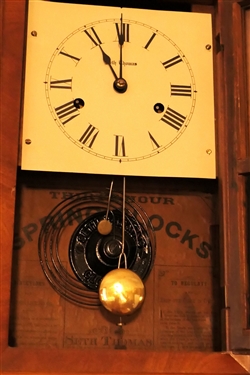 Seth Thomas 30 Hour Spring Clock with Scene on Door - Measures 16 Tall 10 1/2 by 4