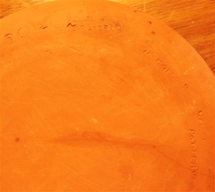 2 Westmoor Pottery Erik Farrell 2012 Slip Decorated Redware Pottery Plates - 1 Has Hairline Crack - Measuring 8 Across