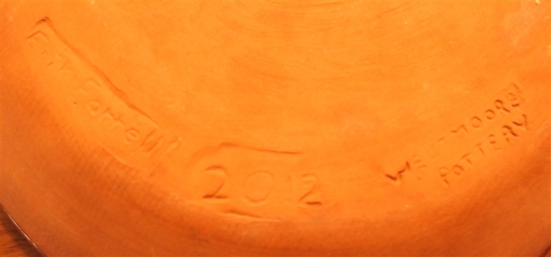 3 Pieces of Westmoor Pottery By Erik Farrell- Redware Slip Decorated - Plates Measure 8 Across