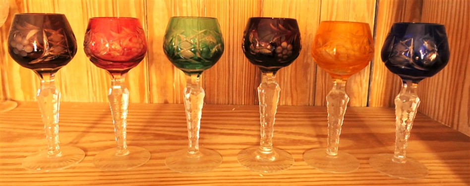 6 Cut to Clear Multi Colored Cordials - Measuring 5