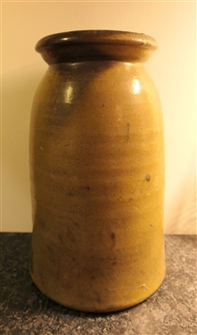 North Carolina Stone Crock with Lid - Measures 11 1/2 Tall 5 1/2 Wide - Has Hairline Crack Near Top 