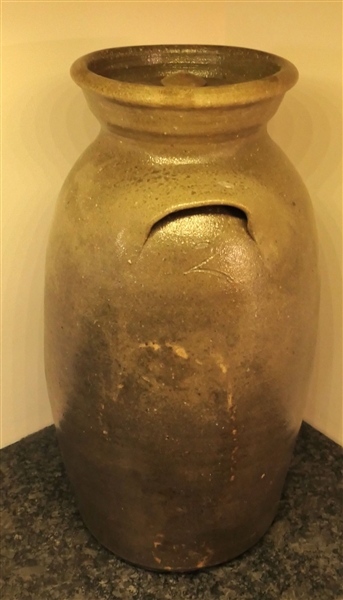 North Carolina Stone Churn with Incised 2 - Measures 14 1/2" Tall - with Stone Lid