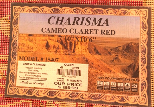 Charisma Cameo Claret Red Rug - Measures 7'10 by 10 6 - Made in Turkey