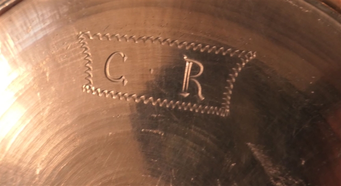 6 Pewter Bowls - Woodbury Pewters 7 1/2, MAE Engraved with Hallmarks, CR Engraved, and H Hallmarked 