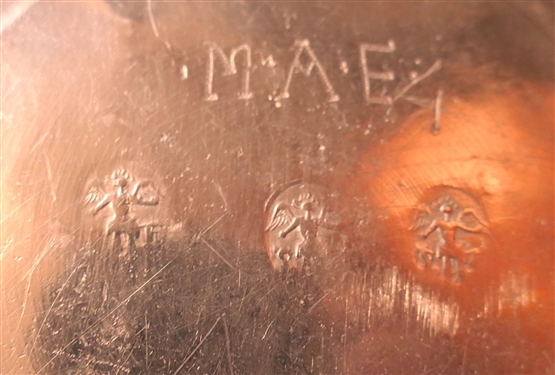 6 Pewter Bowls - Woodbury Pewters 7 1/2, MAE Engraved with Hallmarks, CR Engraved, and H Hallmarked 