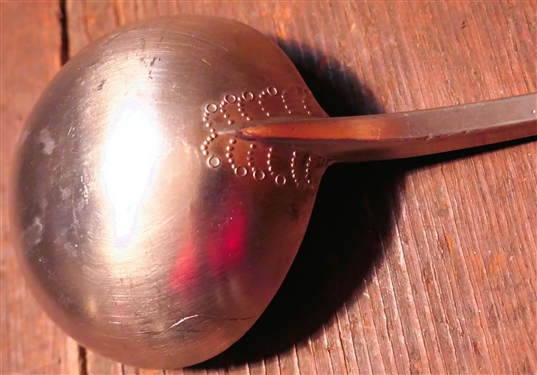 3 Pewter Ladles including Handcrafted Pewter with Engraved Leaves and 14 Long with Wood Handle