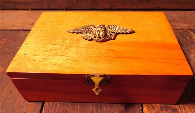 Mississippi Derringer - Black Powder Box Lock .41 Caliber Pistol in Wood Box with an Eagle on Top also Including Powder Flask, Caps, and Balls - 