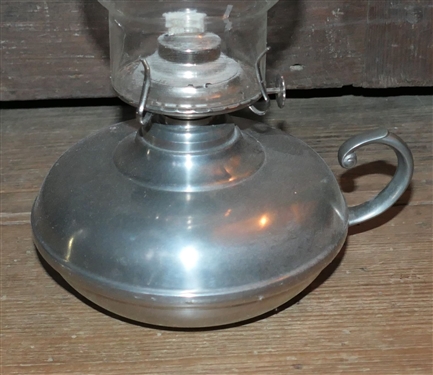 Pewter Finger Oil Lamp with Glass Chimney