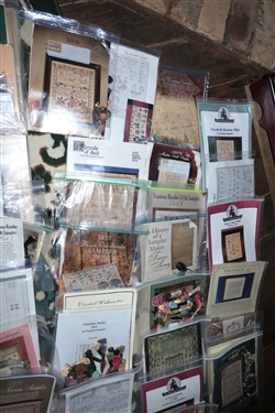 Large Lot of Needlework/ Cross Stitch Patterns, Instructions, Threads, and Hoops - 30 Unused with Thread 