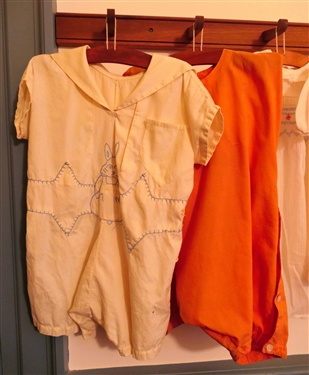 6 Pieces of Vintage Childs Clothing - Smocked Dress, Slip, and Jumpers