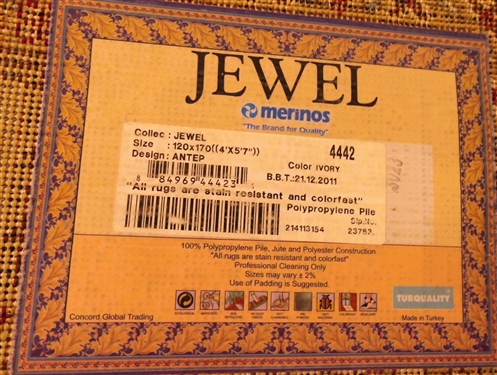 Jewel Antep Ivory Machine Made Rug - Measures 4' by 5'7