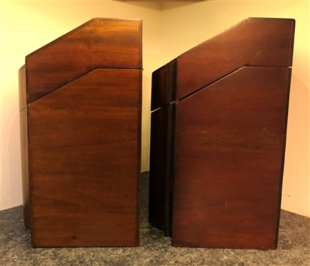 Pair of Froelich Furniture Mahogany Inlaid Knife Boxes - Each Measures 14 1/2 Tall 9 by 8 1/2 