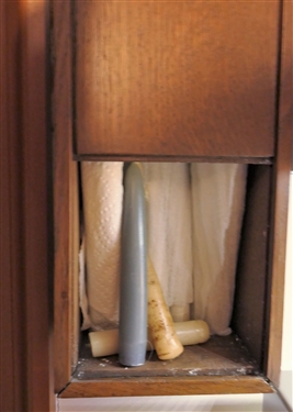 Oak Hanging Candle Box with Finely Dovetailed Case - Top and Bottom  -Sliding Door - Measures 18 Long 6 1/2 by 5