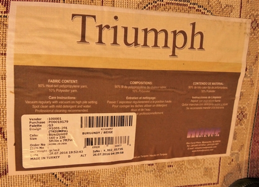 Triumph Burgundy Machine Made Rug -Made in Turkey - Measures 7'5 by 5'3