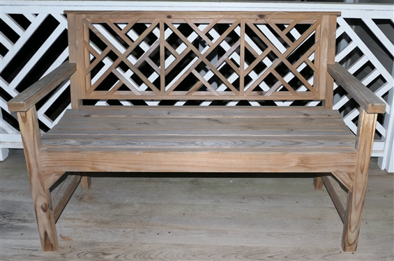 Wood Chippendale Style Porch Bench - Measures 35 Tall 51 Long