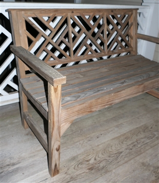 Wood Chippendale Style Porch Bench - Measures 35 Tall 51 Long