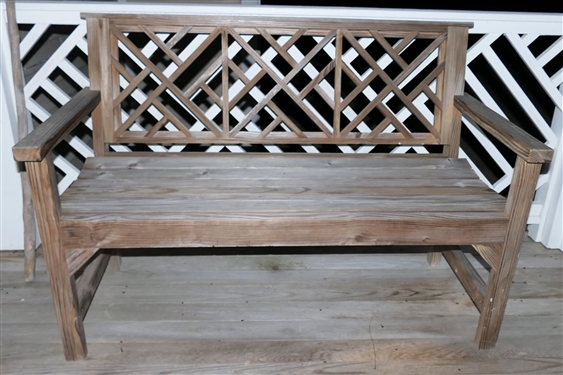 Wood Chippendale Style Porch Bench - Measures 35 Tall 51 Long