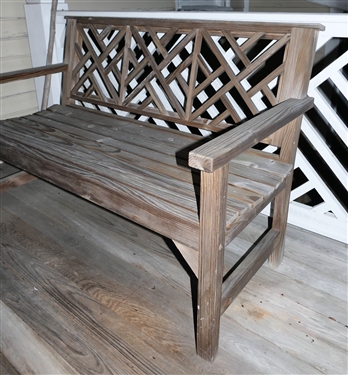 Wood Chippendale Style Porch Bench - Measures 35 Tall 51 Long
