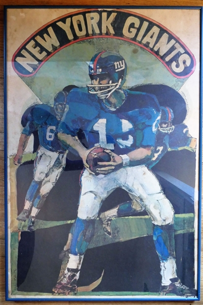 1968 New York Giants Poster - T. Smith in Lower Left Corner - Framed - Frame Measures 36 1/4" by 24 1/4"