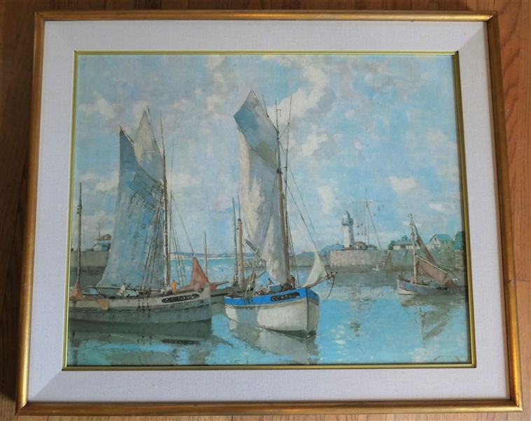 "Fishermens Cove" by William Lee Hankey Print on Canvas - Framed - Frame Measures 30 1/4" by 36 1/4"