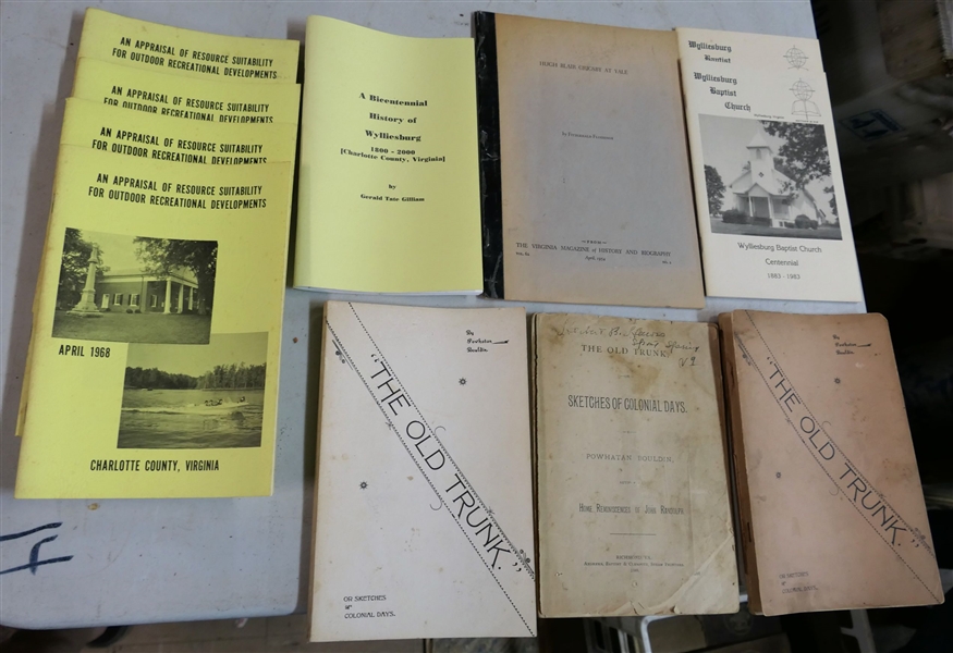 11 Booklets including " The Old Trunk" by Powhatan Bouldin - 3 Copies - 2 Covers Need Attaching, 4 Copies of "An Appraisal of Resource Suitability ….Charlotte County, Virginia" April 1968, "A...
