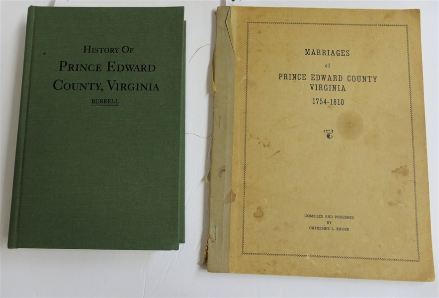 "Marriages of Prince Edward County Virginia 1754 - 1810" - Compiled and Published by Catherine L. Knorr - Published in 1950 Paperbound Book and "History of Prince Edward County, Virginia - From Its...