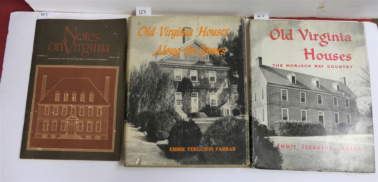 "Old Virginia Houses - The Mobjack Bay Country " Author Signed Hardcover Book by Emmie Ferguson Farrar, "Old Virginia Houses Along The James" by Emmie Ferguson Farrar - Hardcover with Dust Jacket...