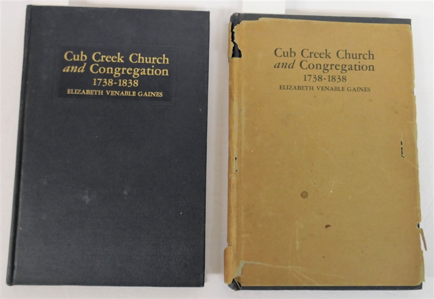 2 Copies of "Cub Creek Church and Congregation 1738 - 1838" by Elizabeth Venable Gaines - Published for the Author by the Presbyterian Committee of Publication - 1931 - Hardcover with Gold Letters ...
