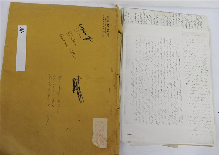 Photocopies of Dunn and Robertson Civil War Letters - Mailed to Gerry Gilliam 